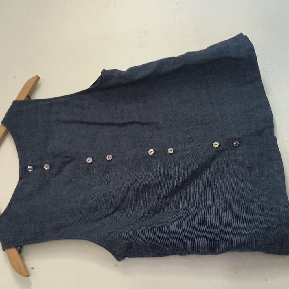 Martha Stewart 100% Linen Blue Sleeveless Women's Top Sz Med Women - Picture 6 of 13